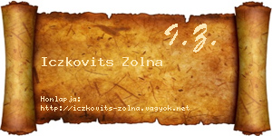 Iczkovits Zolna névjegykártya
